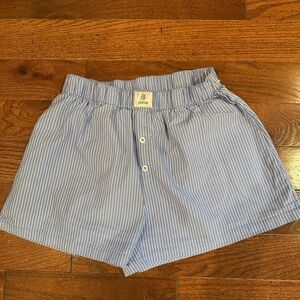 PARKE Women's High Waist Blue Striped Shorts